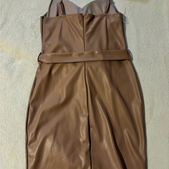 Haute Monde faux leather dark mocha dress L - Picture 4 of 6